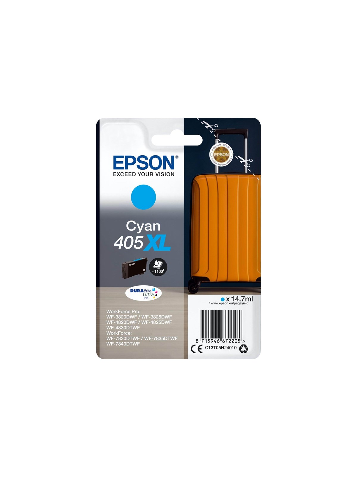 Epson 405XL - cyan - original - ink cartridge, Printerpatron Og Toner