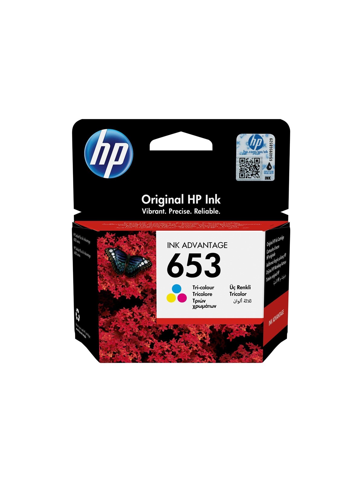 HP 653 / 3YM74æ Tri-Color Ink (Cyan Magenta Yellow), Printerpatron Og Toner