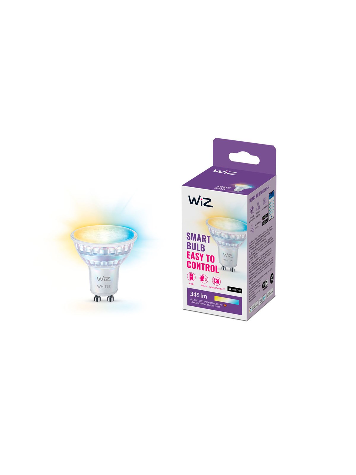 WiZ Tunable GU10 Smart Spotpære - Dæmpbart varmt til koldt hvidt LED-lys