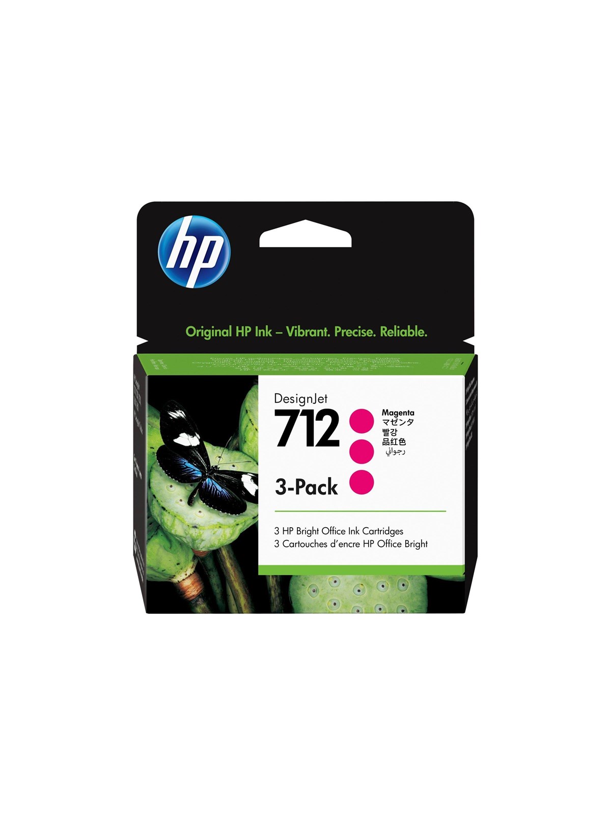 HP 712 / 3ED78A 3-Pack Magenta Ink, Printerpatron Og Toner
