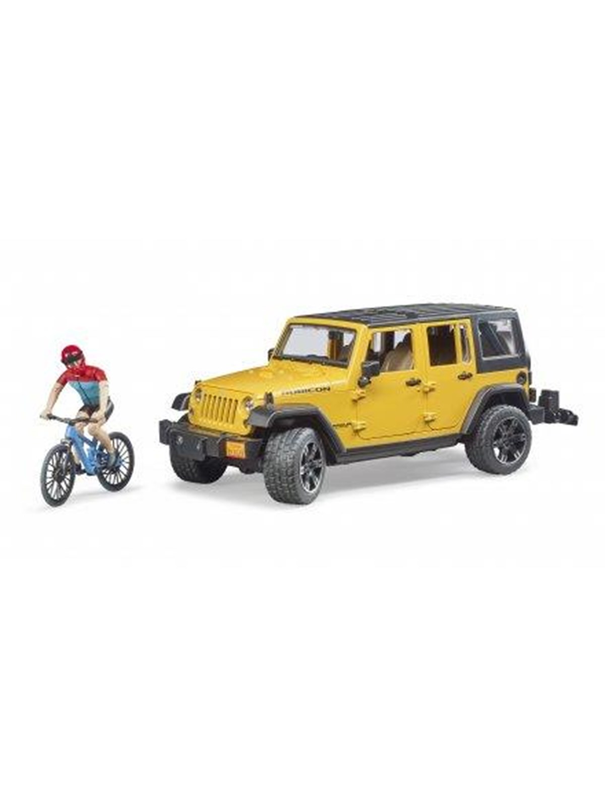 Bruder Jeep Wrangler Rubicon with mountainbike and cyclist, Legetøjsbil