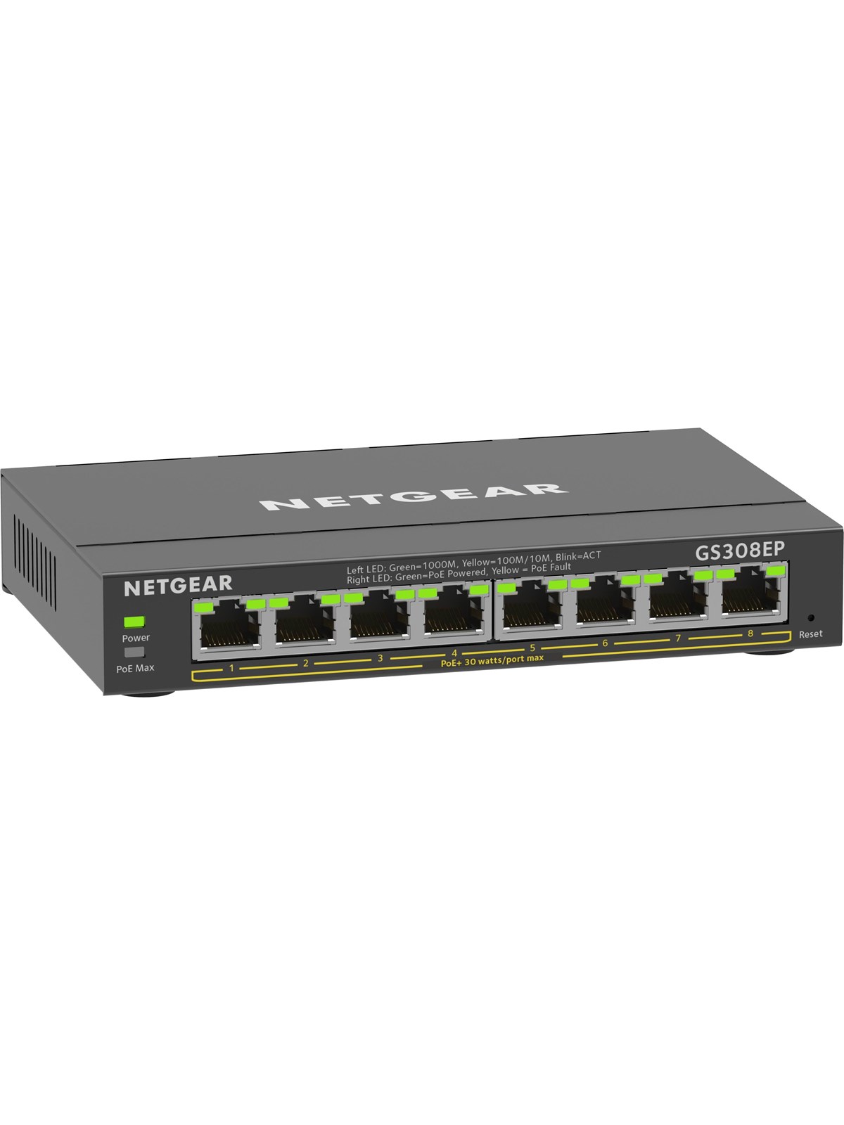 Netgear GS308EP 8-Port Pø+ Gigabit Ethernet Plus Switch (62W), Switch