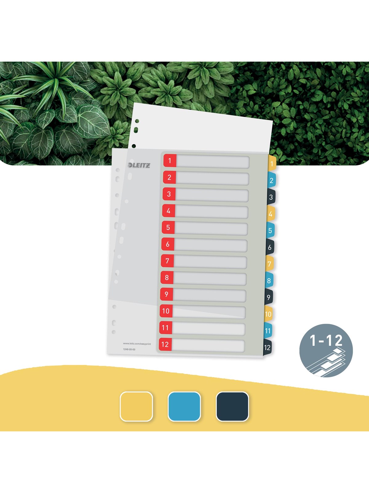 Leitz Cosy 1-12 printbart register, PP, Plastiklomme