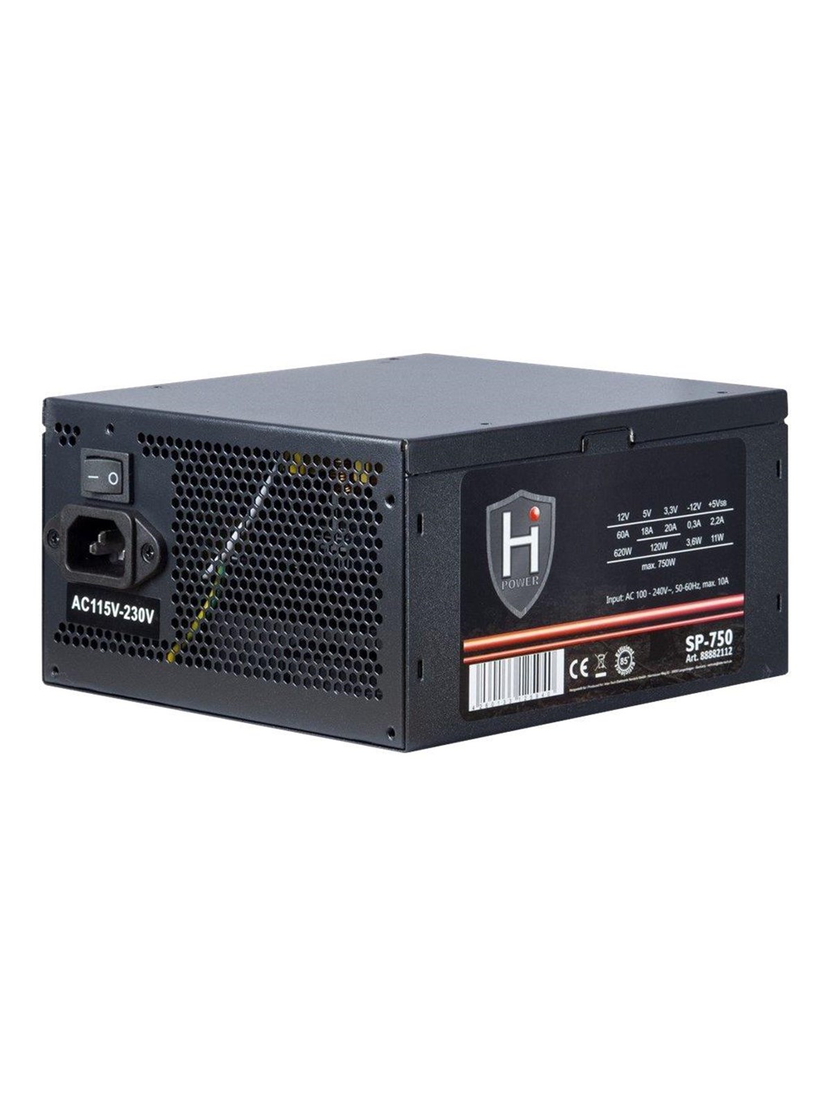 Inter-Tech HiPower SP-750 Strømforsyning - 750 Watt - 120 mm - ATX 2.4 - 80 Plus