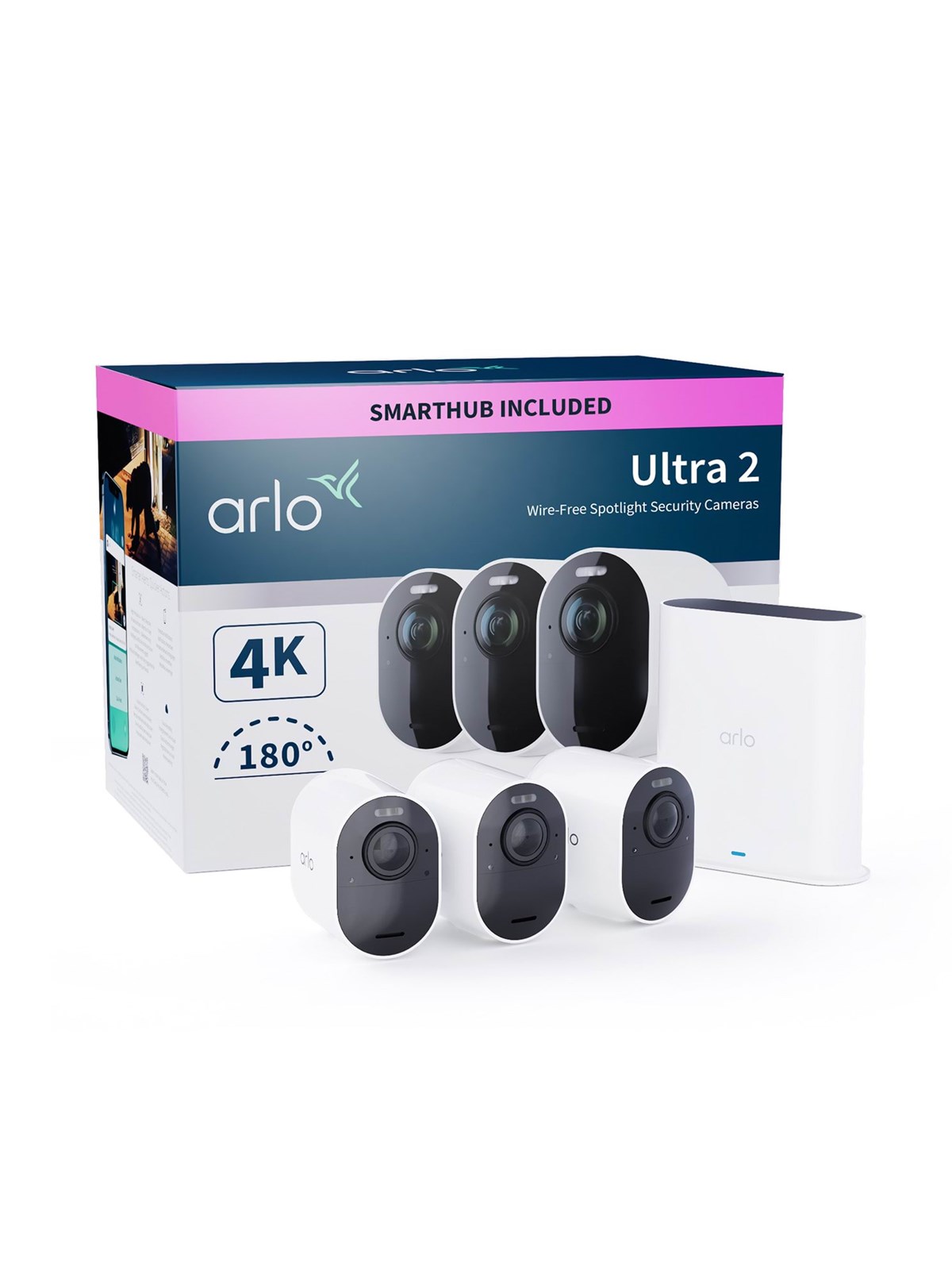 Arlo Ultra 2 4K UHD trådløst sikkerhedskamerasystem - 3 kamerær, Smart Home
