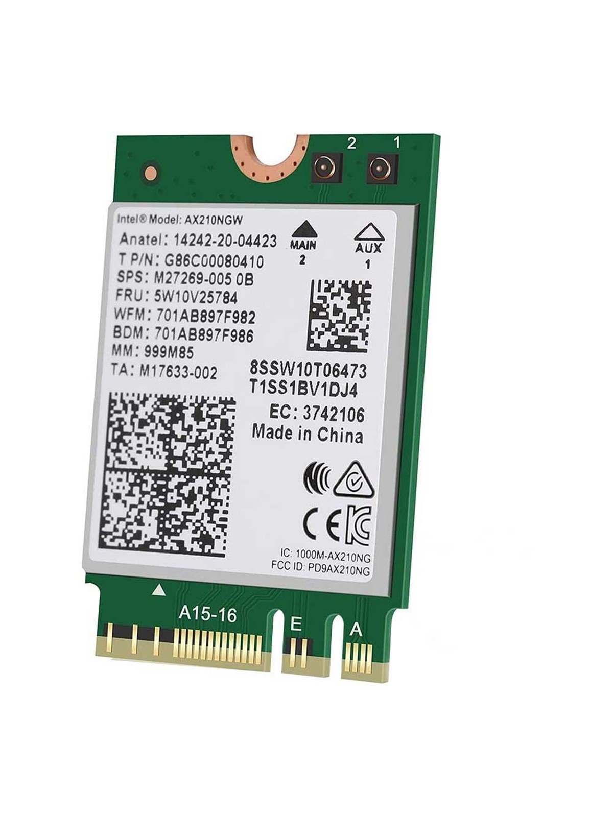 Intel AX210 Wi-Fi 6E 2x2 R2 + BT 5.3 / M.2 2230 / With vPro, Netværksadapter