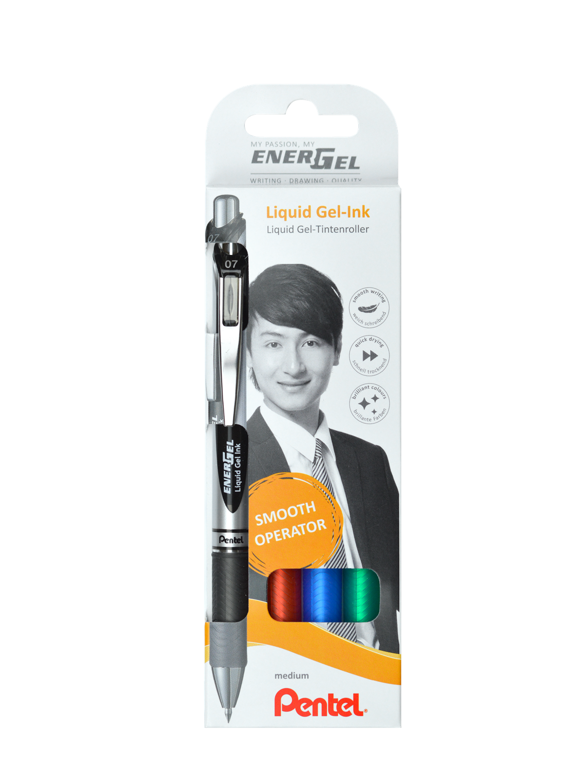 Pentel BL77-4 Energel 0.7mm - 4-Pack (Black - Red - Blue - Green), Tegneværktøj
