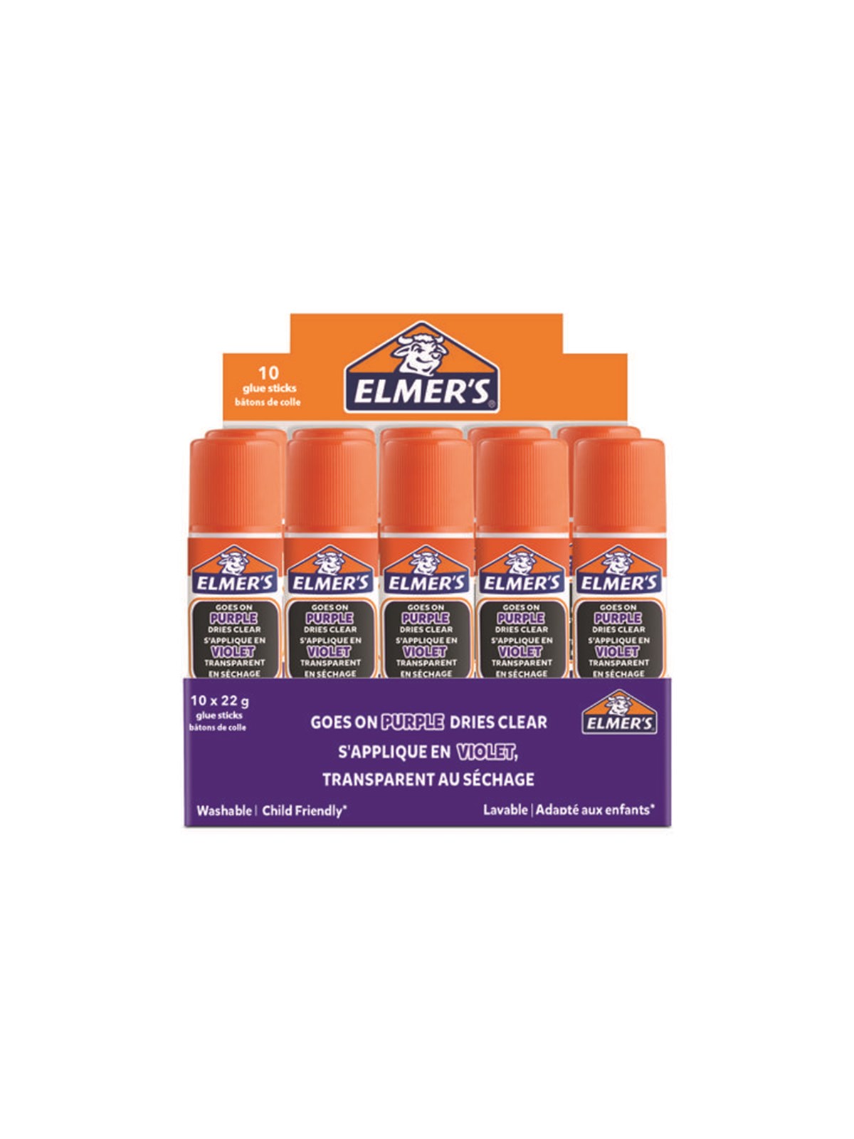 Elmer's Disappearing Purple limstifter | 22 g | 10 styk, Kreativt Legetøj