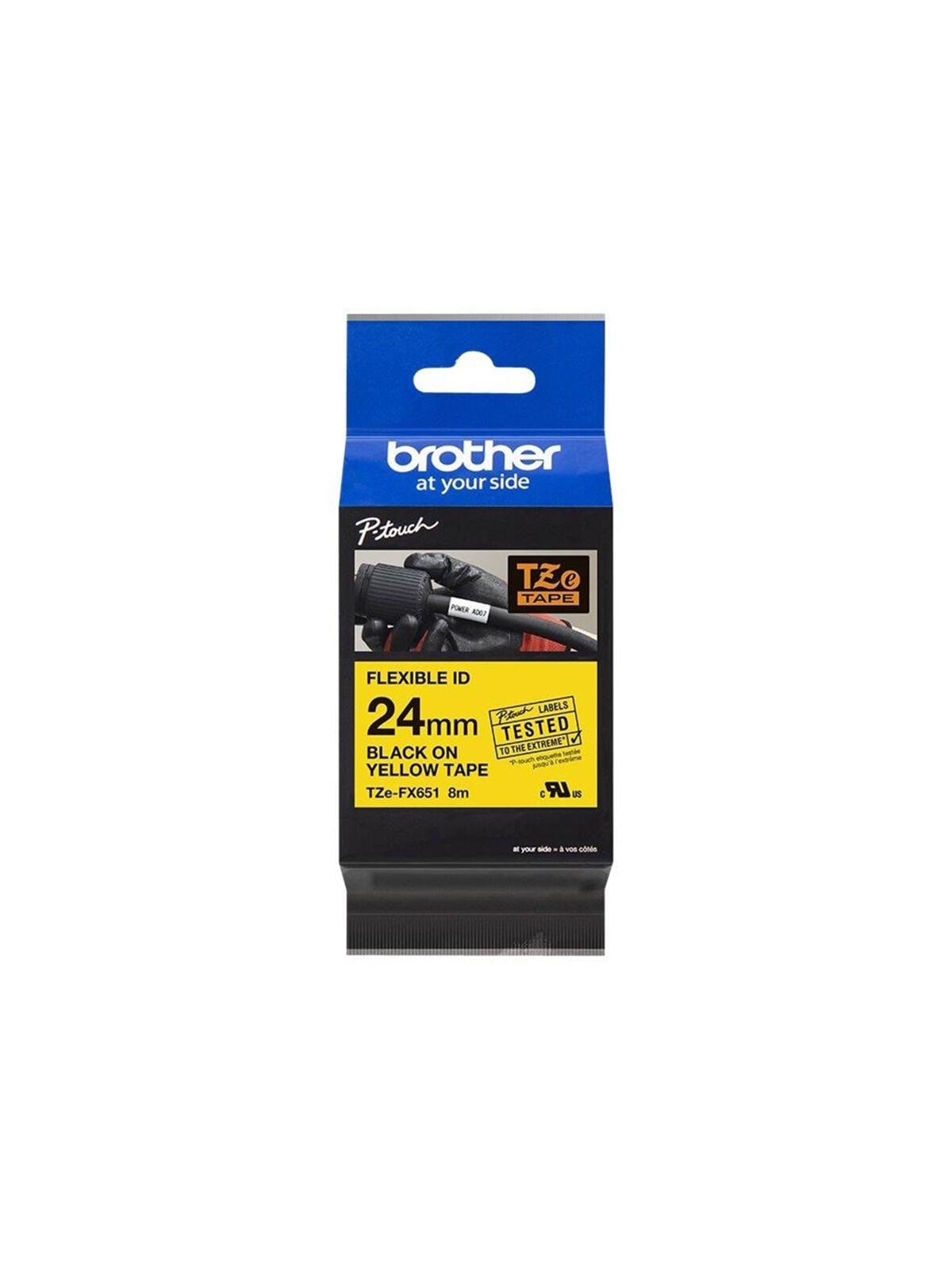Brother Tape brother sort/gul tze fx651 24 mm fleksibel, Fotopapir