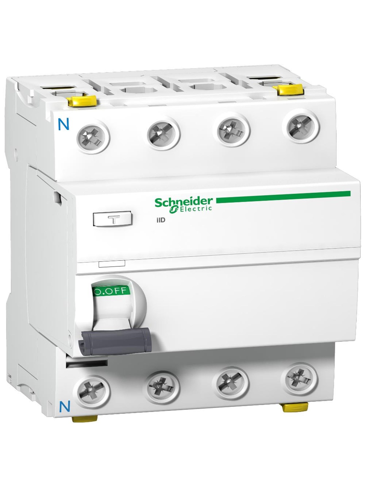 Schneider Electric Acti9 hpfi-afbryder iid, 4p 40a 30ma, kl. a, med dobbelt terminal, 72 mm