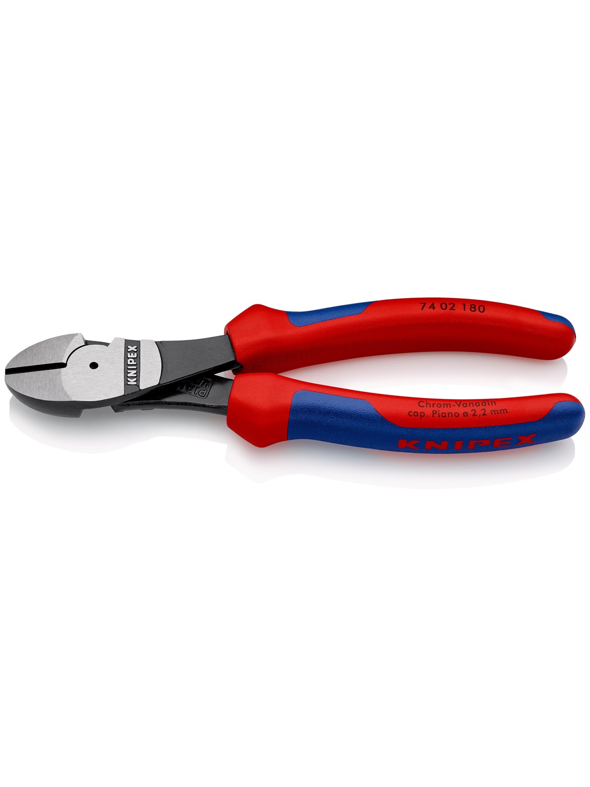 KNIPEX Kraft-skævbider sort atramenteret med flerkomponent-håndtag 180 mm