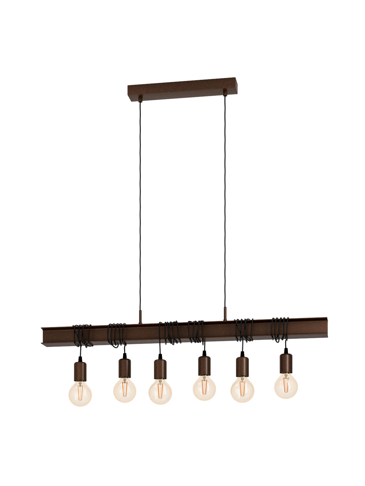 EGLO TOWNSHEND 4 langbordspendel med 6 fatninger, E27, antikbrun, Lampe