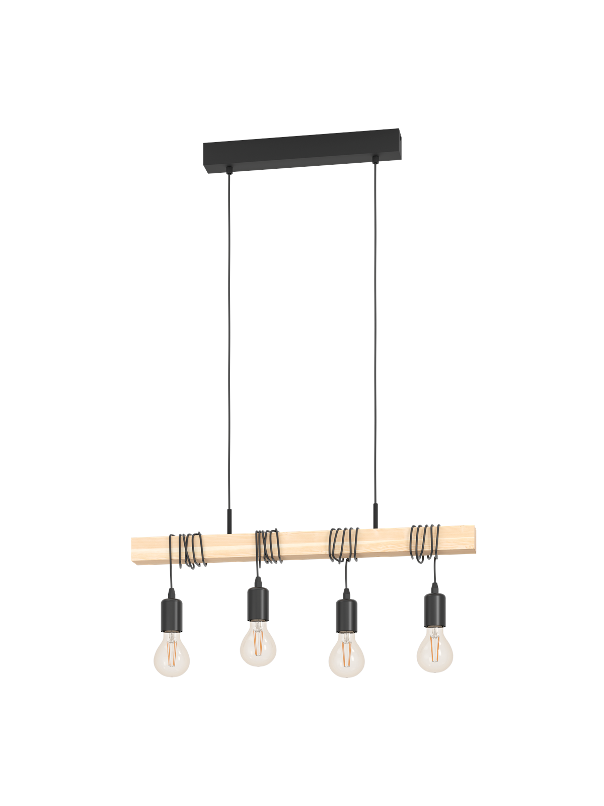 EGLO TOWNSHEND pendel med 4 sokler, sort/brun, Lampe