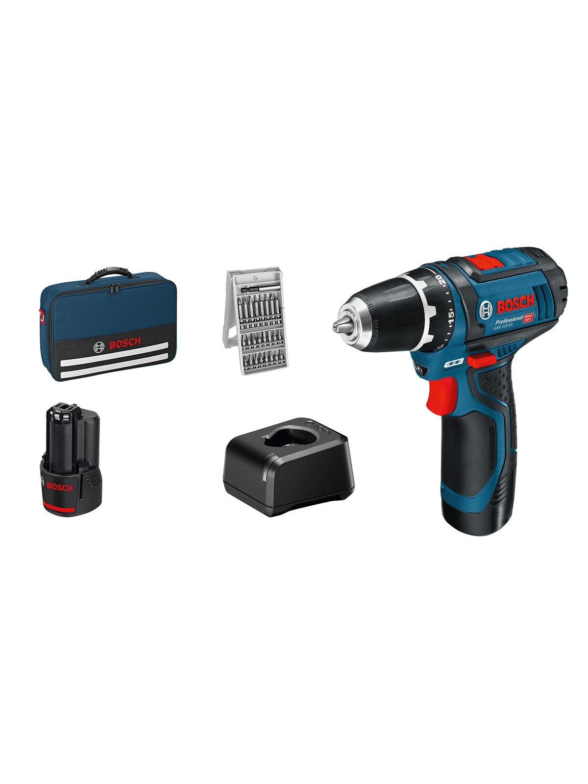 Bosch Professional GSR 12V-15 PROFESSIONAL BORE-/SKRUEMASKINE MED 2X, Skruemaskine
