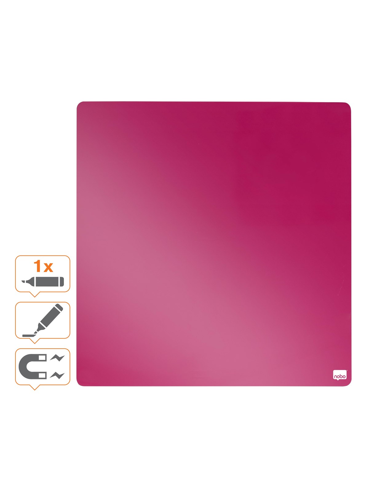 Nobo mini magnetisk whiteboard farvet kvadrat 360mmx360mm Pink, Konference Præsentation