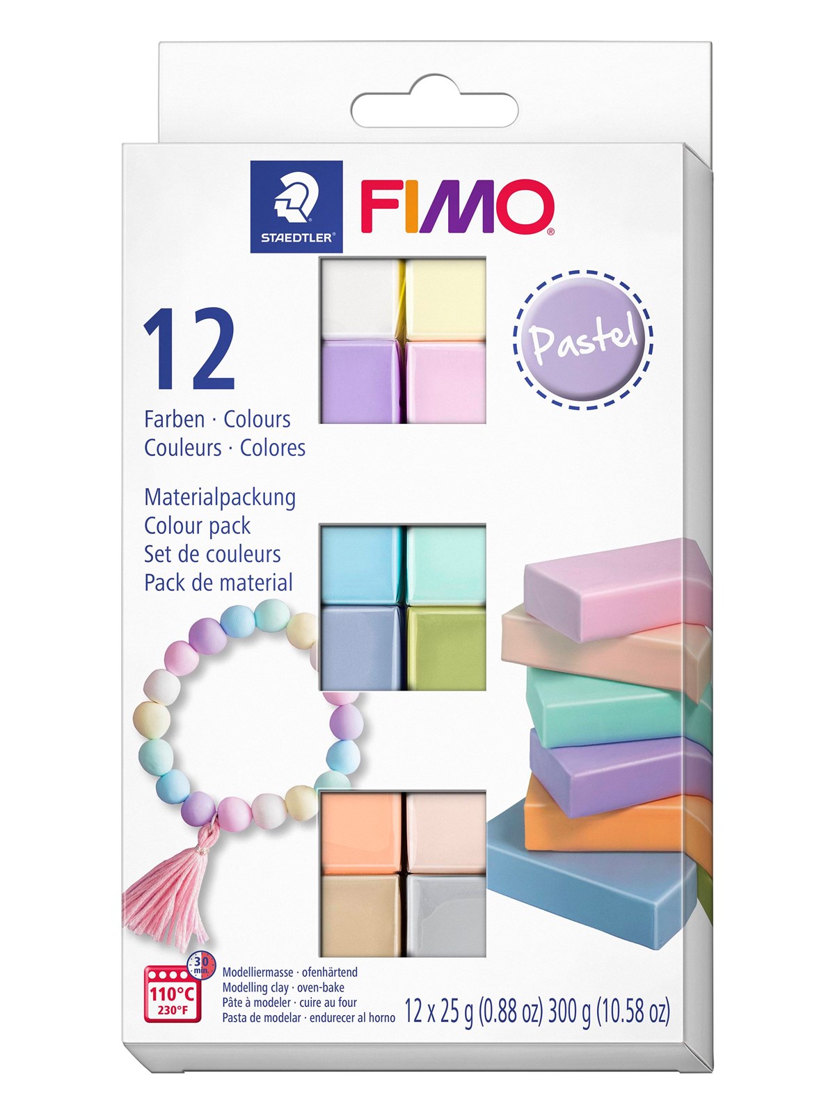 Stædtler FIMO soft sæt. 12 x ½ blok, Pastel, Hobby Artikler