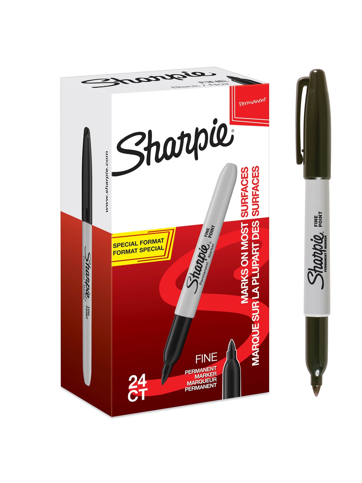Sharpie Permanent Markers | Fin spids | Sort | 24 styk, Tegneværktøj