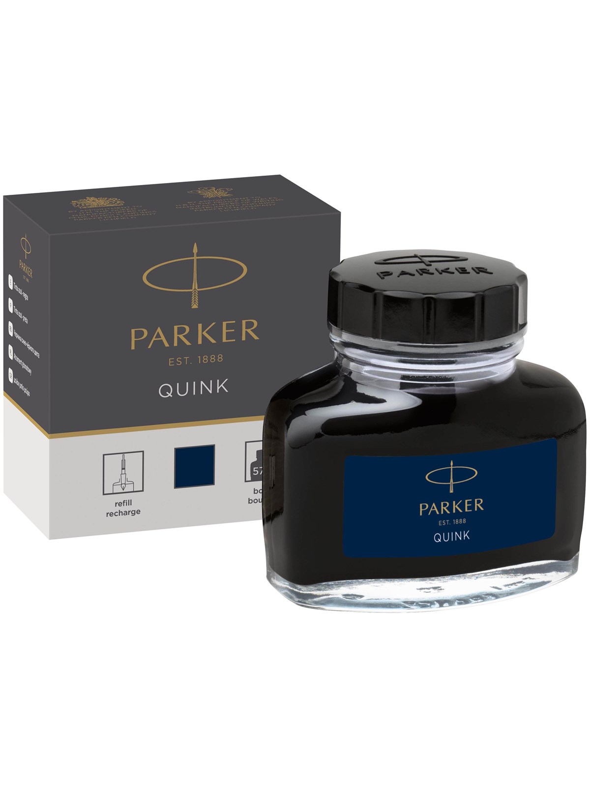 Parker PARKER QUINK-blækflaske, blåsort, 57 ml, Tegneværktøj