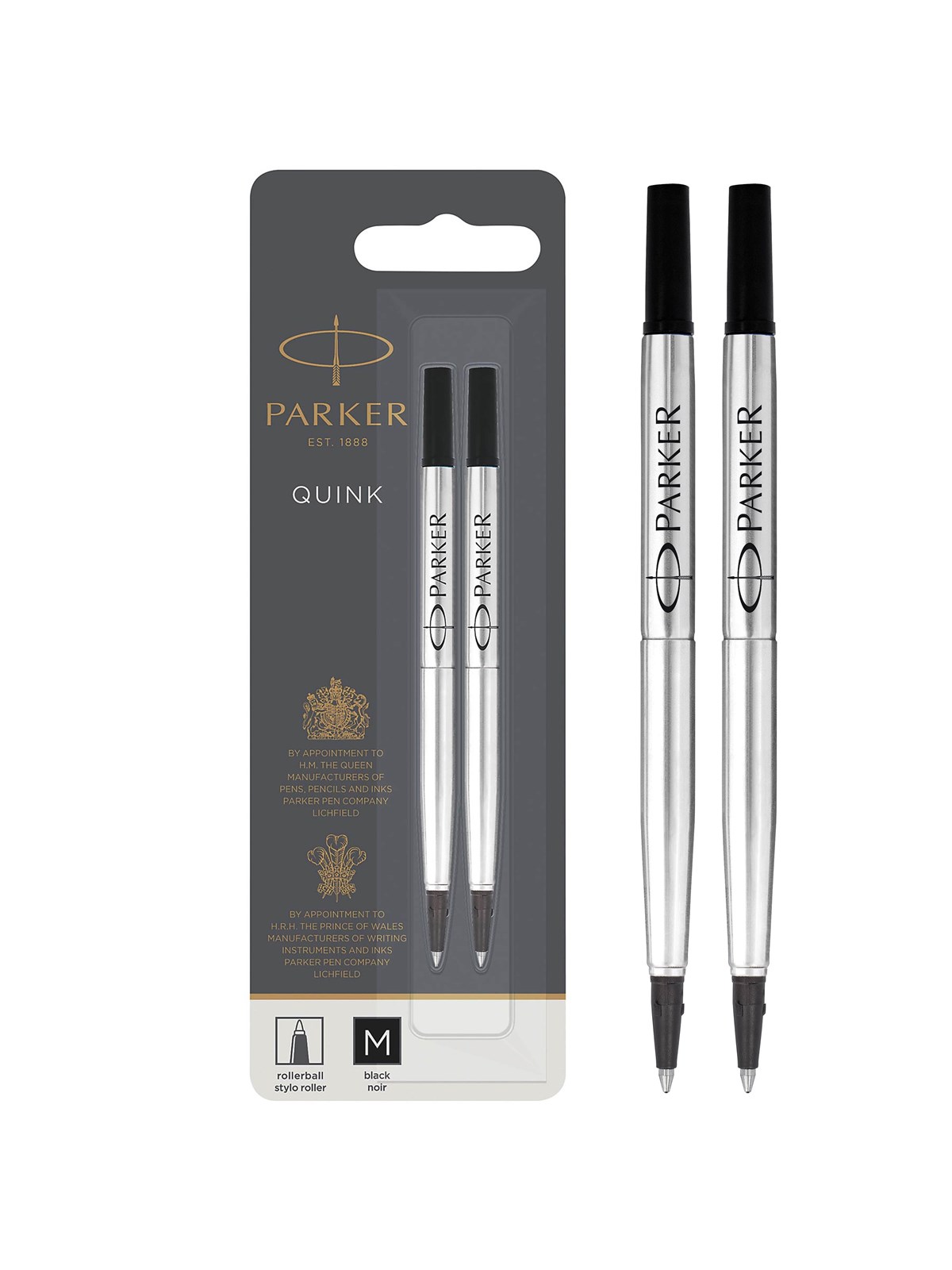 Parker PARKER rollerball refill, medium, sort, 2 stk., Tegneværktøj