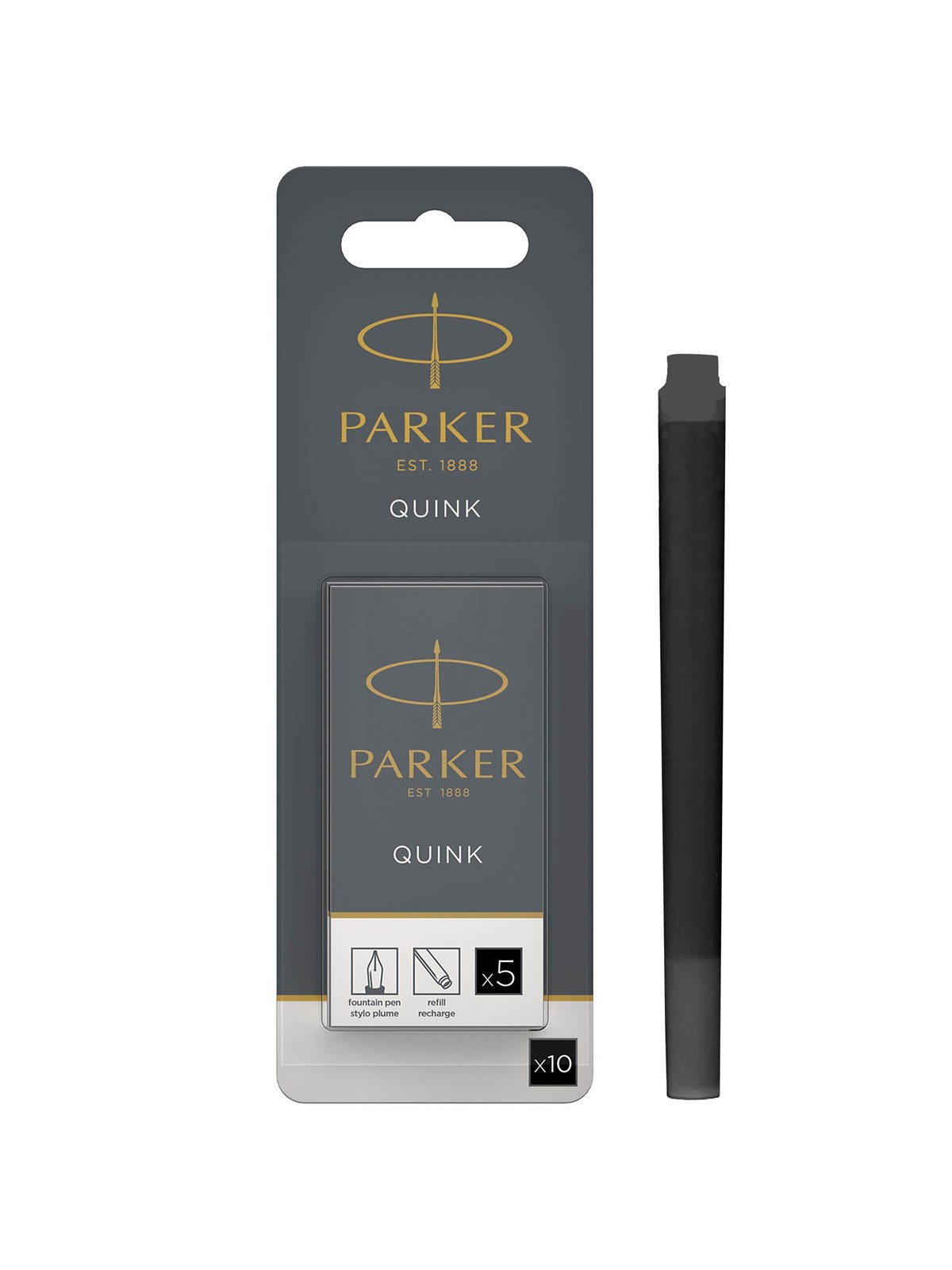 Parker Lange PARKER QUINK-fyldepenspatroner, sorte, 10 stk., Tegneværktøj