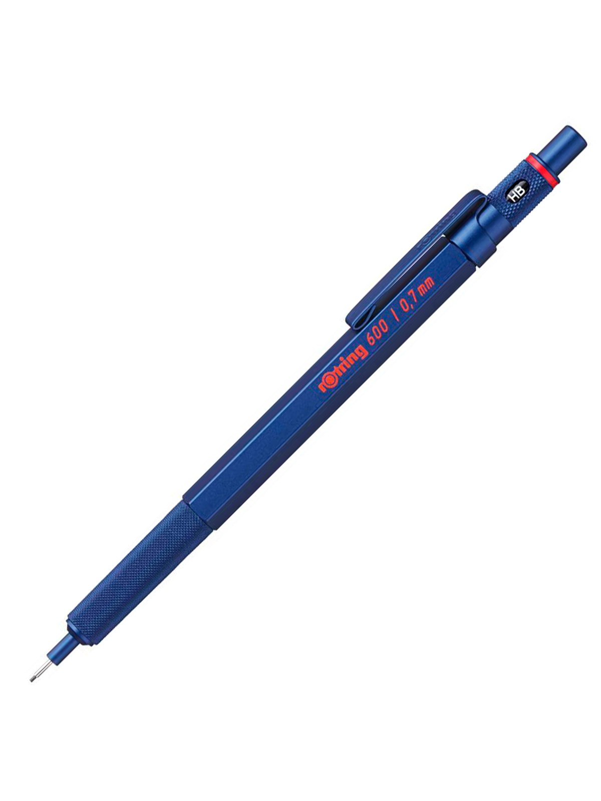 Rotring rOtring 600 mekanisk blyant | 0,7 mm | Blå blyant til kropsfremdrift i metal | Skridsikkert knurled greb & sekskantet tønde