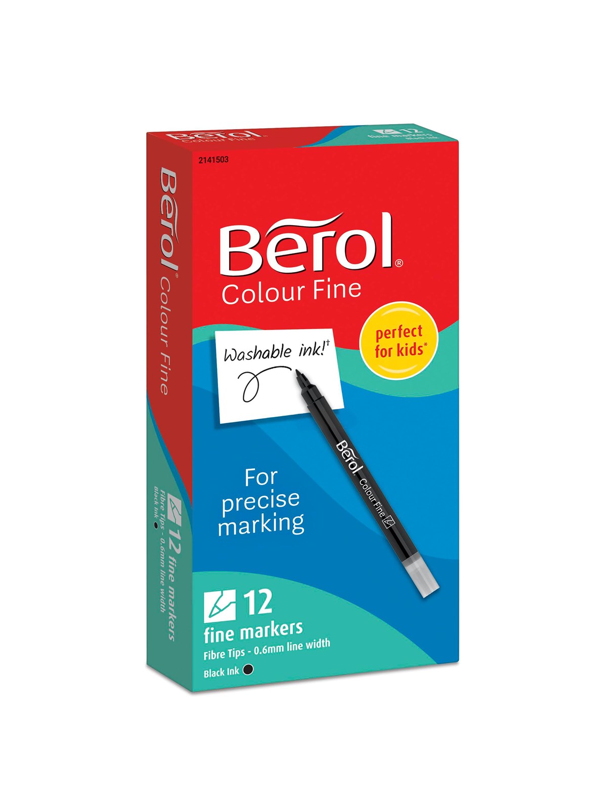 Berol filtspids farvetuscher, tynd spids (0,6 mm), sort, 12 styk, Hobby Artikler