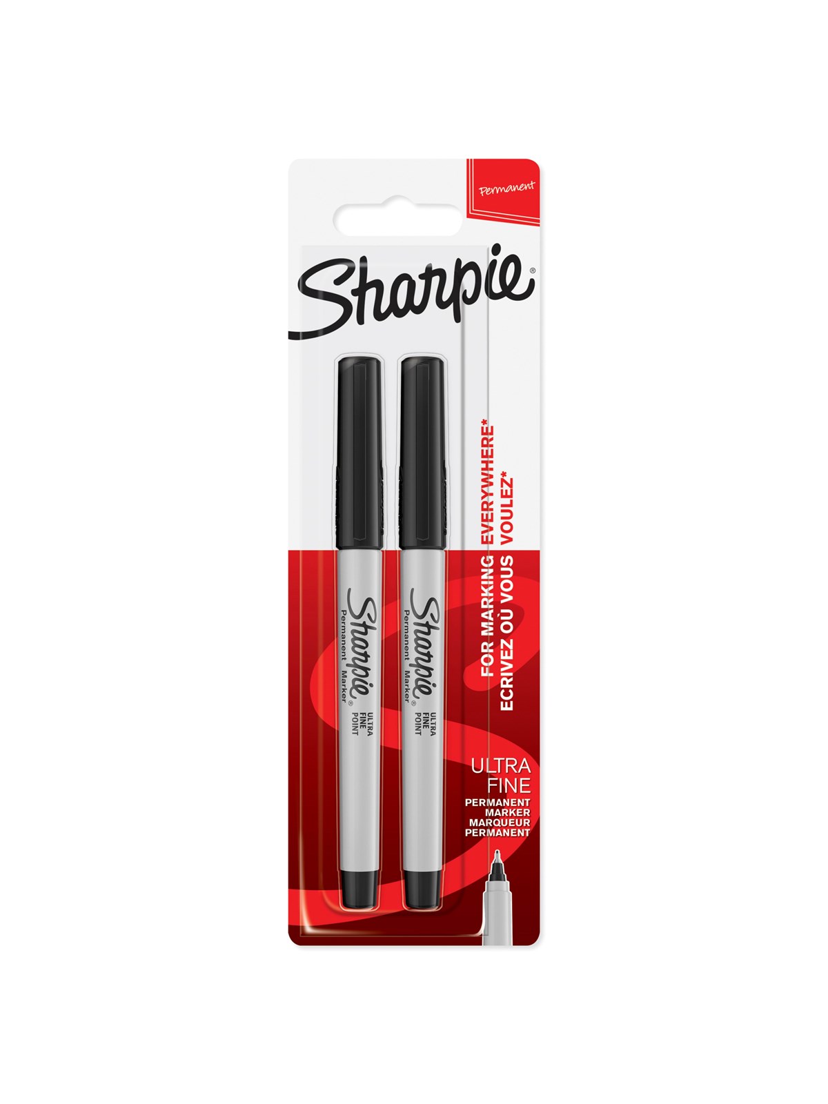 Sharpie Permanent Markers | Meget fin spids | Sort | 2 styk, Tegneværktøj