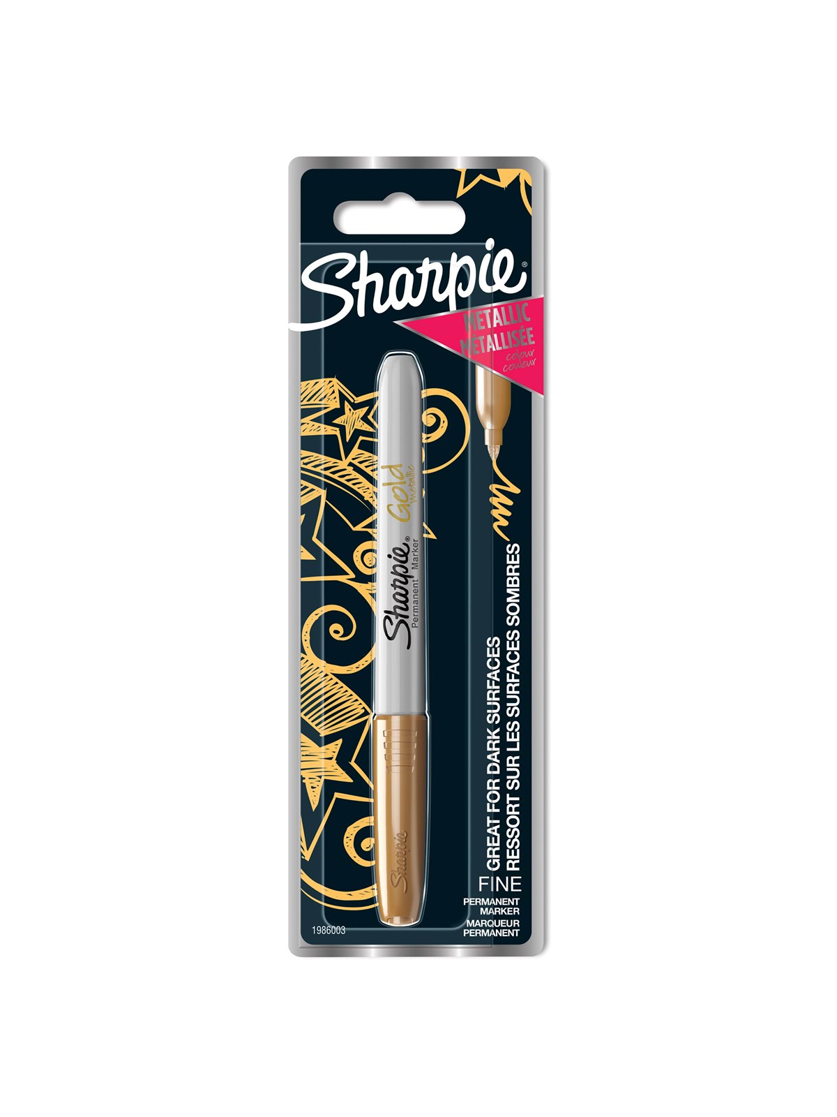 Sharpie Permanent Marker | Fin spids | Guld | 1 styk, Tegneværktøj