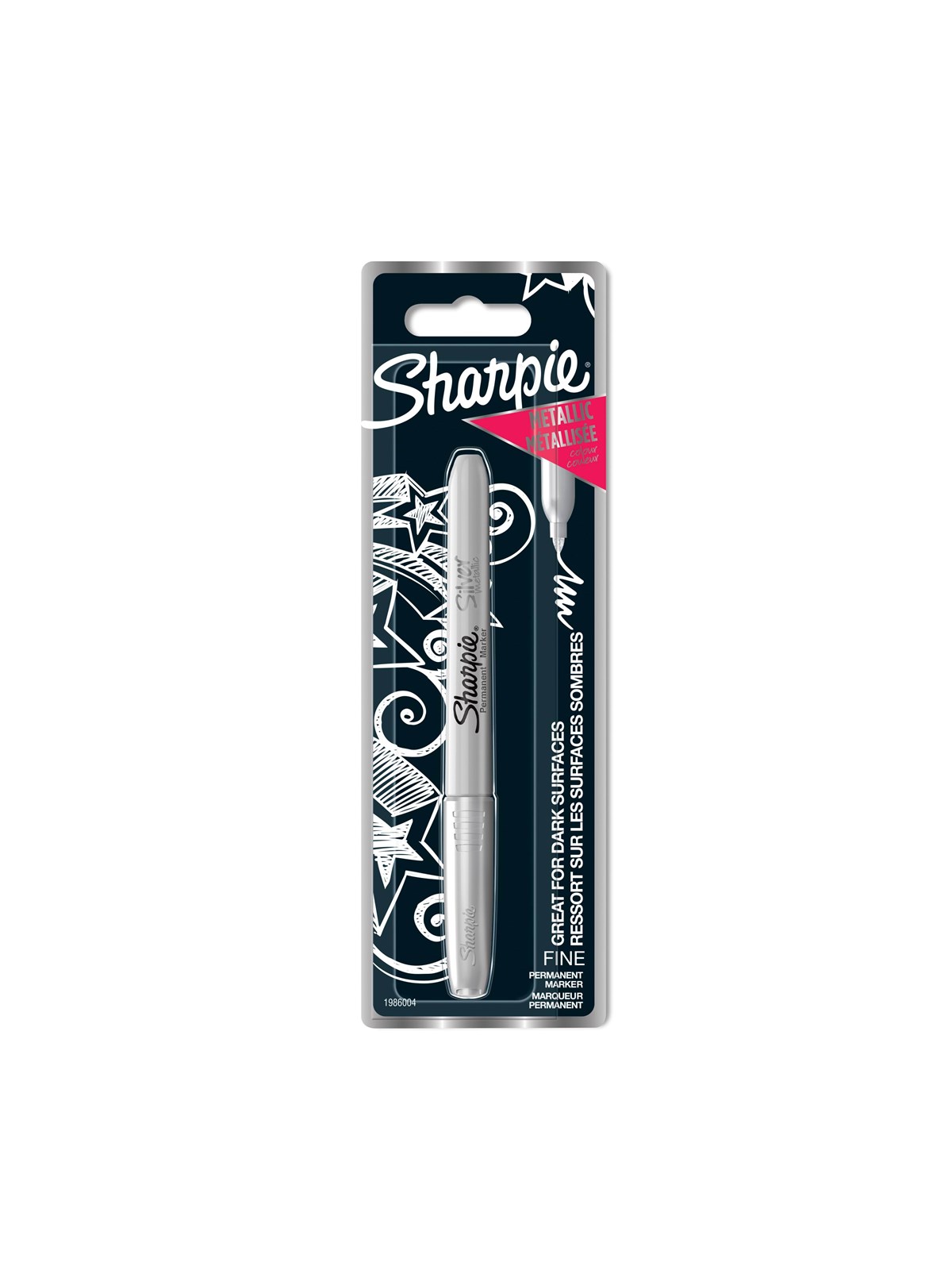 Sharpie Permanent Marker | Fin spids | Sølv | 1 styk, Tegneværktøj