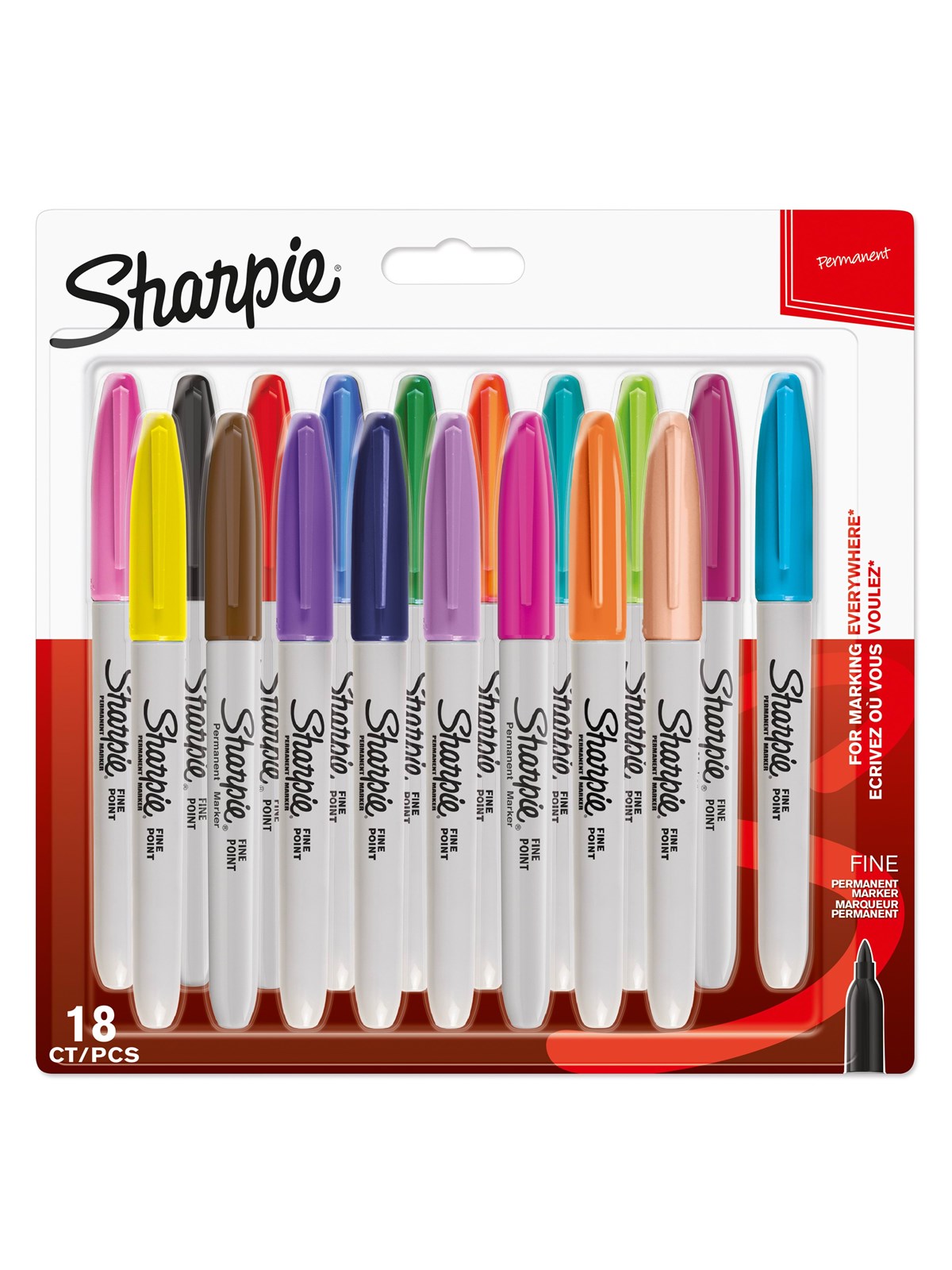 Sharpie Permanent Markers | Fin spids | Forskellige sjove farver | 18 styk