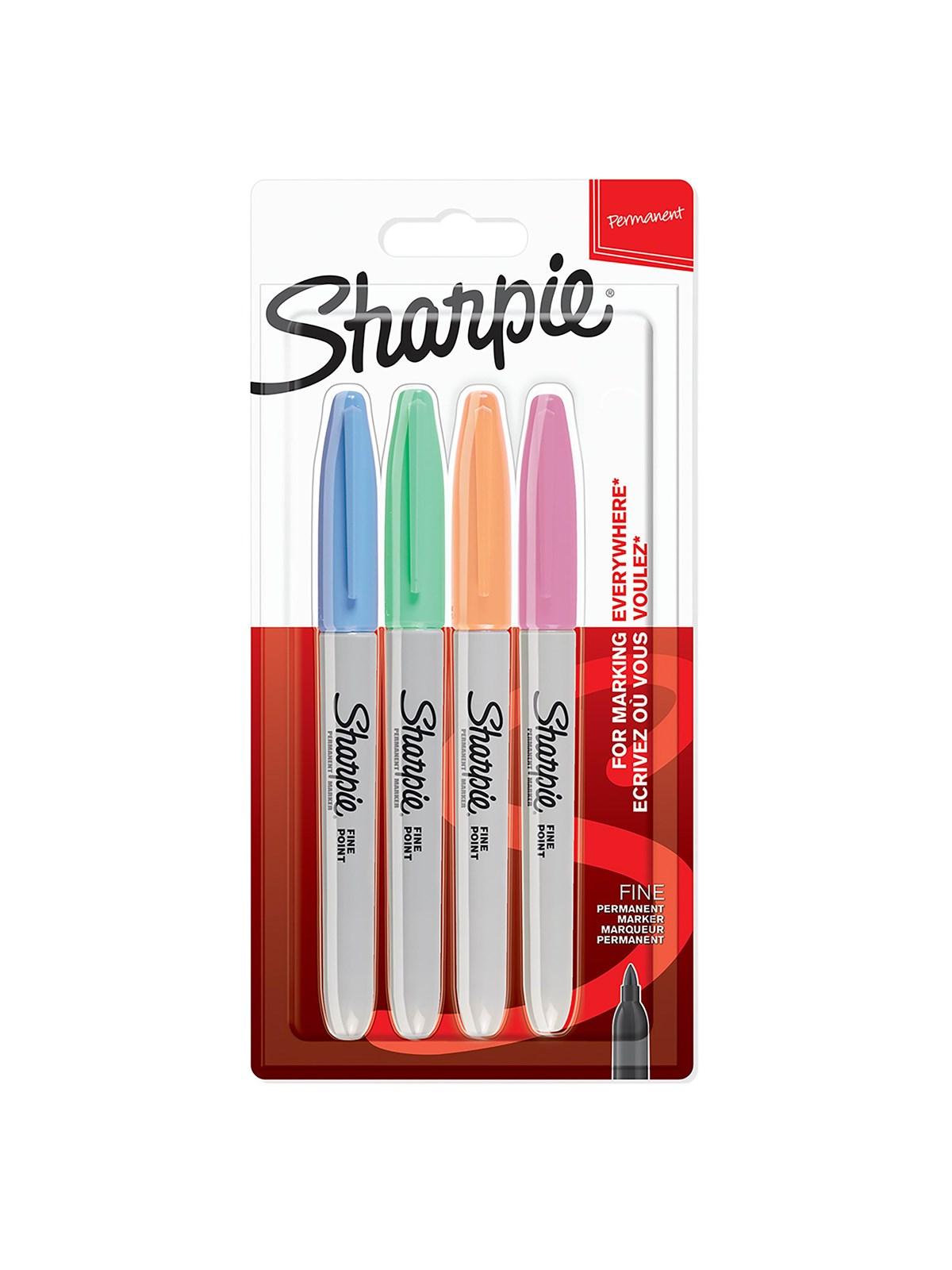 Sharpie Permanent Markers | Fin spids | Pastelfarver | 4 styk, Tegneværktøj