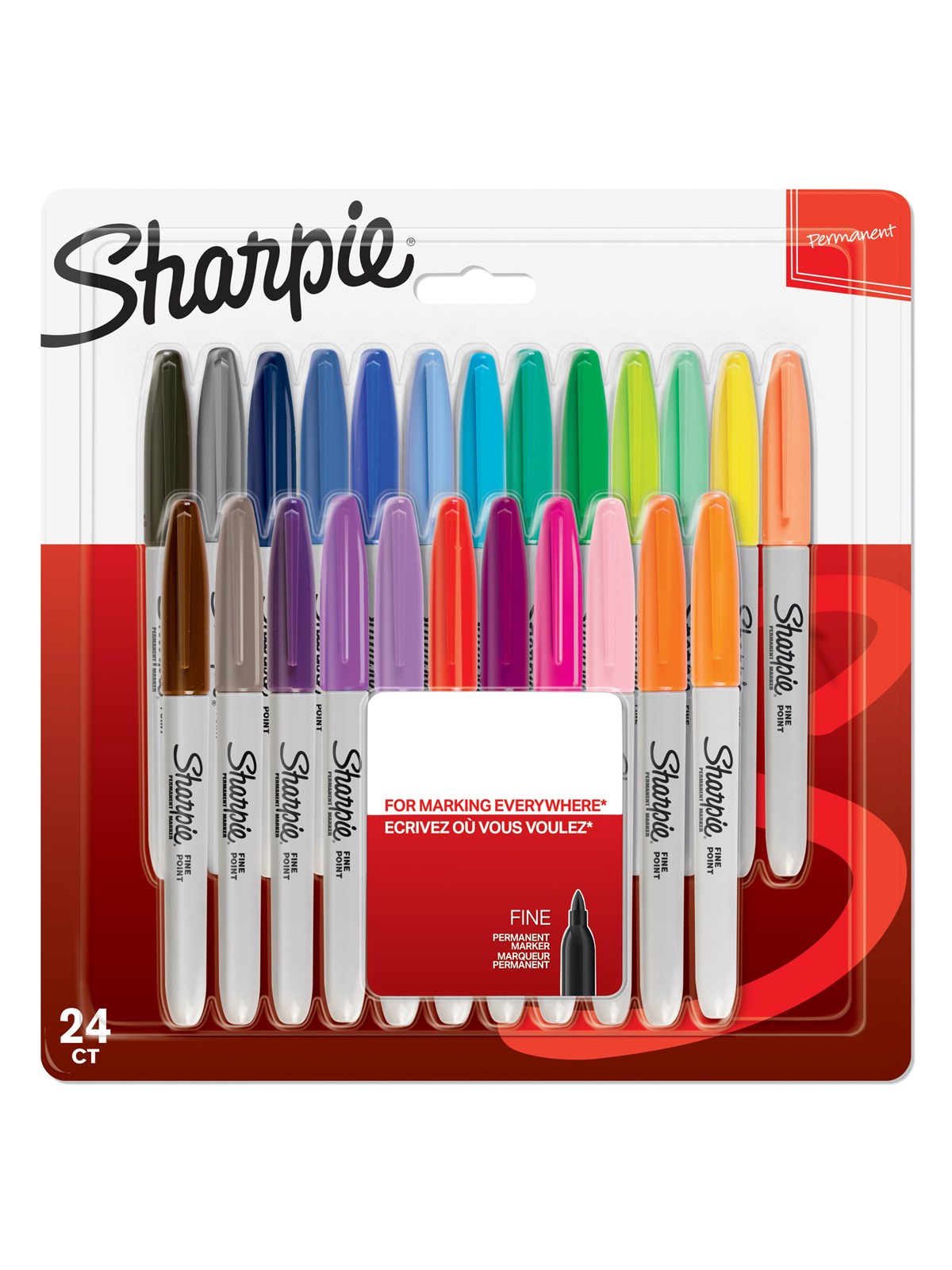 Sharpie Permanent Markers | Fin spids | Forskellige farver | 24 styk, Tegneværktøj