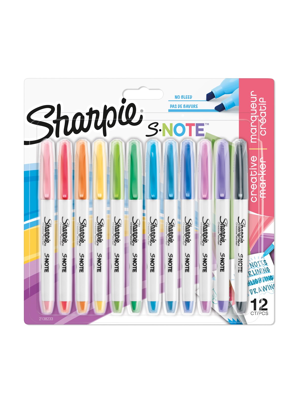 Sharpie S-Note | Alsidig 2-i-1-spids | Kreativ markeringspen | 12 styk, Tegneværktøj