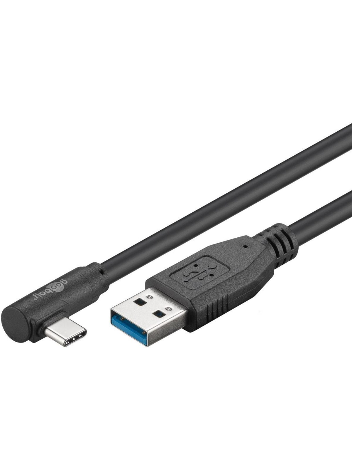 Pro USB-A USB-C - 90° - 3m - USB 3.2 Gen 1 - Sort, Usb Kabel