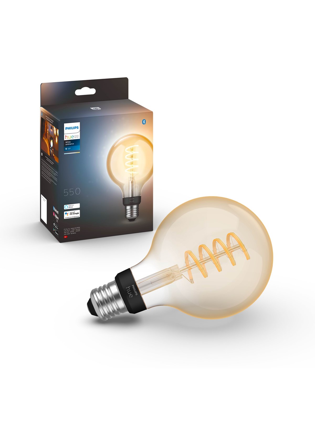 Philips Hue White Ambiance Filament G93 E27 Globe - 1-Pak, Smart Home