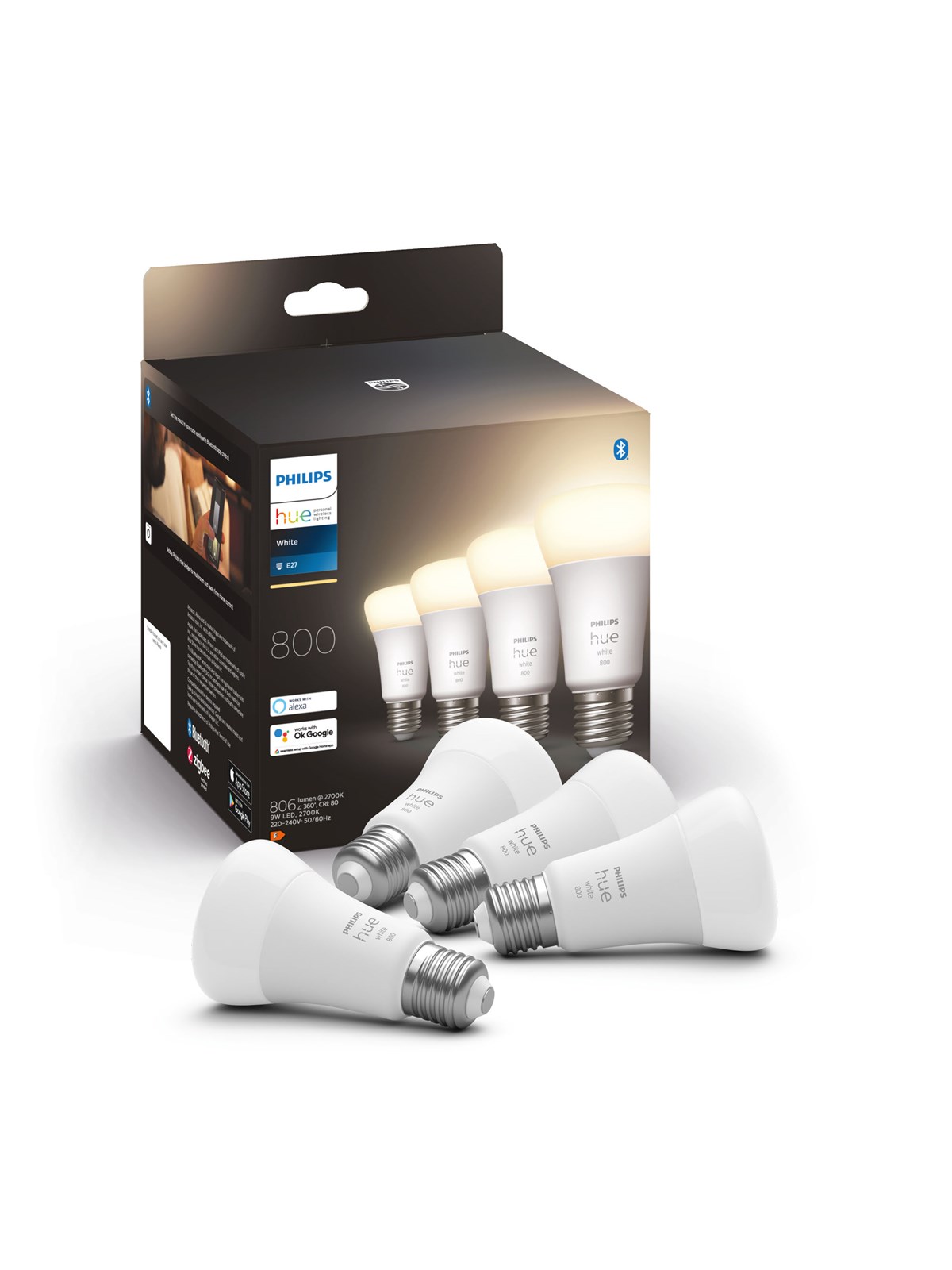 Philips Hue White A60 E27 Intelligent pære (4-pak), Smart Home