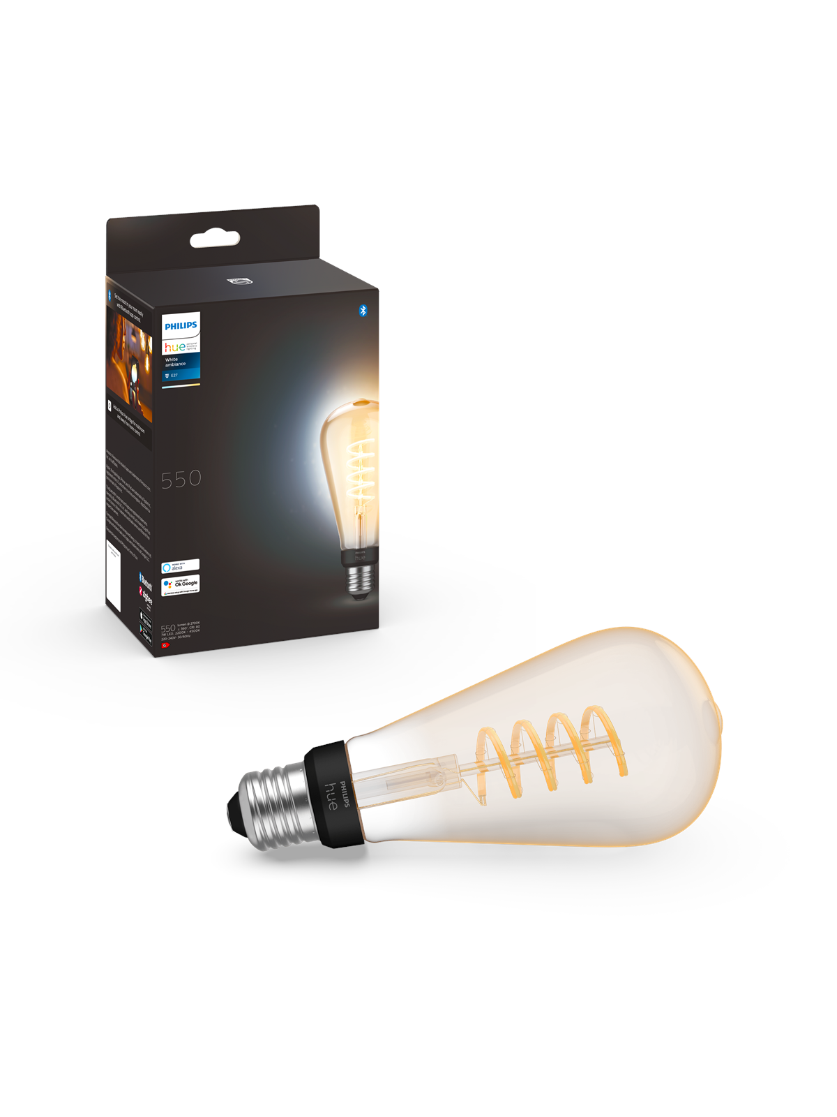 Philips Hue White Ambiance Filament ST72 E27 Stor Edison - 1-Pak, Smart Home