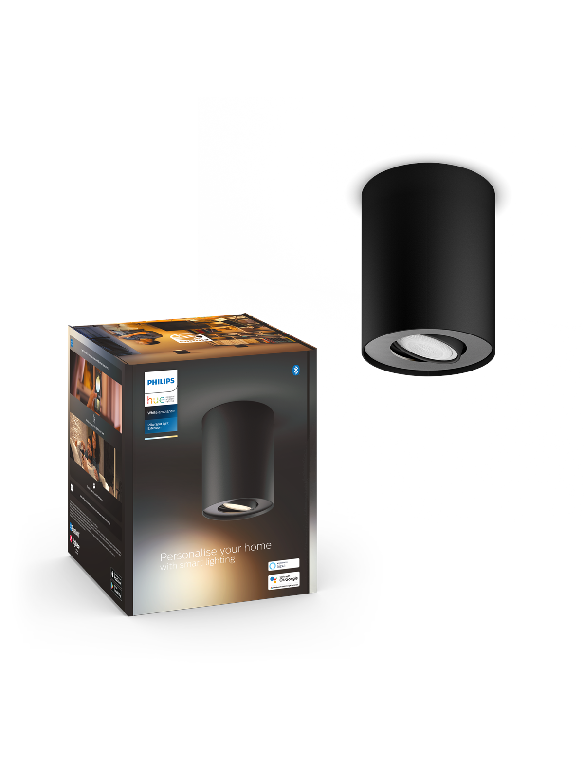 Philips Hue Pillar Enkelt Spot - Sort, Smart Home