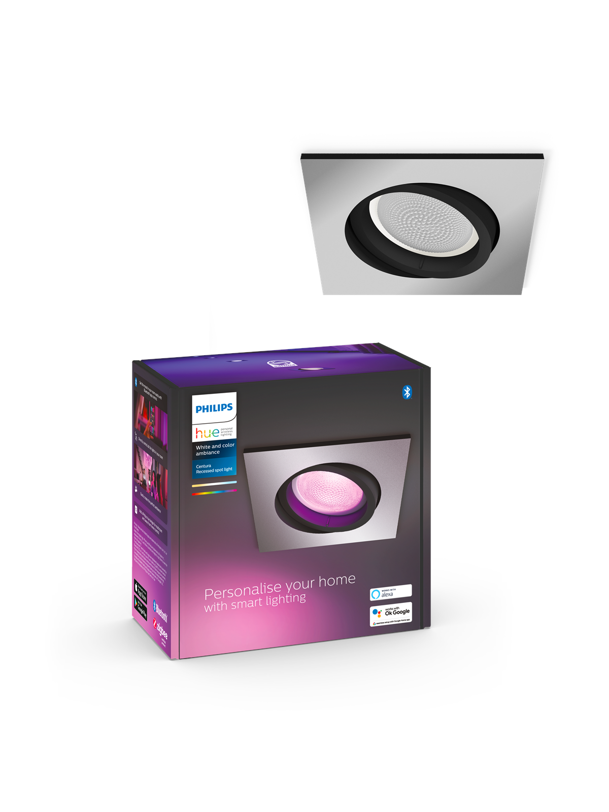 Philips Hue Centura Indbygningsspot Firkantet - Aluminium, Smart Home