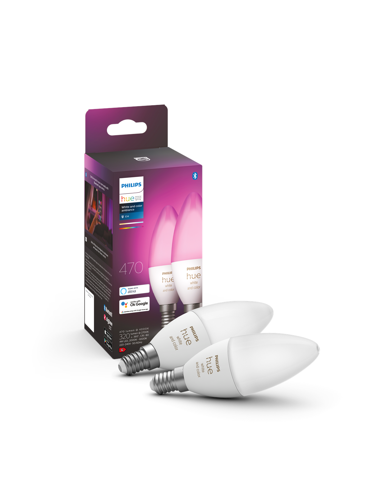 Philips Hue Color E14 B39 Kertepære - 2-Pak, Smart Home