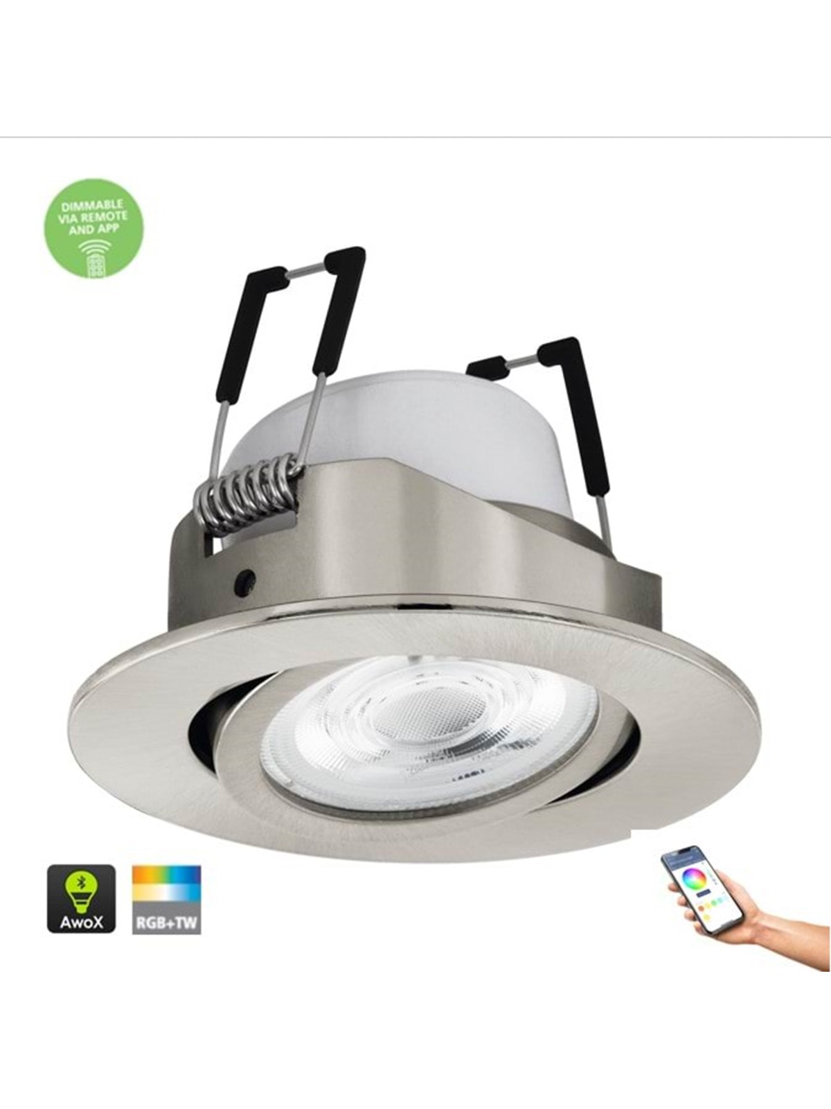 EGLO CONNECT.Z SALICETO SMART indbyg kip børstet stål M/FARVER(RGB) OG TUNABLE WHITE
