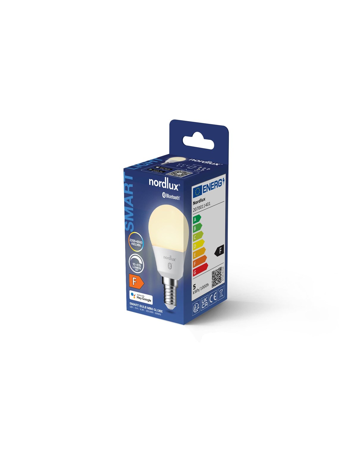 Nordlux Smart Pære G45 4,7W LED 2200-6500K E14, mat, Smart Home