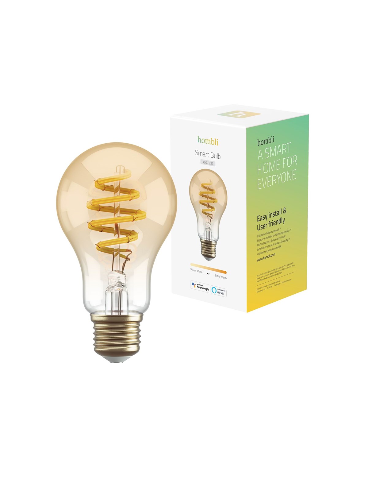 Hombli Smart Bulb A60 CCT Filament (E27) Amber, Smart Home
