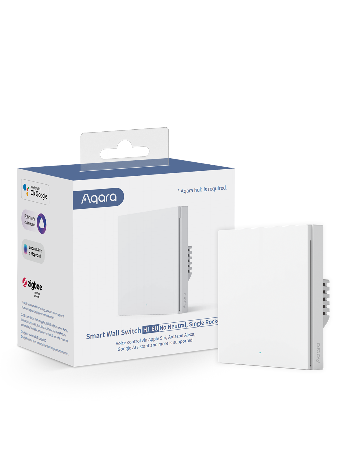 Aqara Smart Wall Switch H1 (no neutral) - Single Rocker, Smart Home
