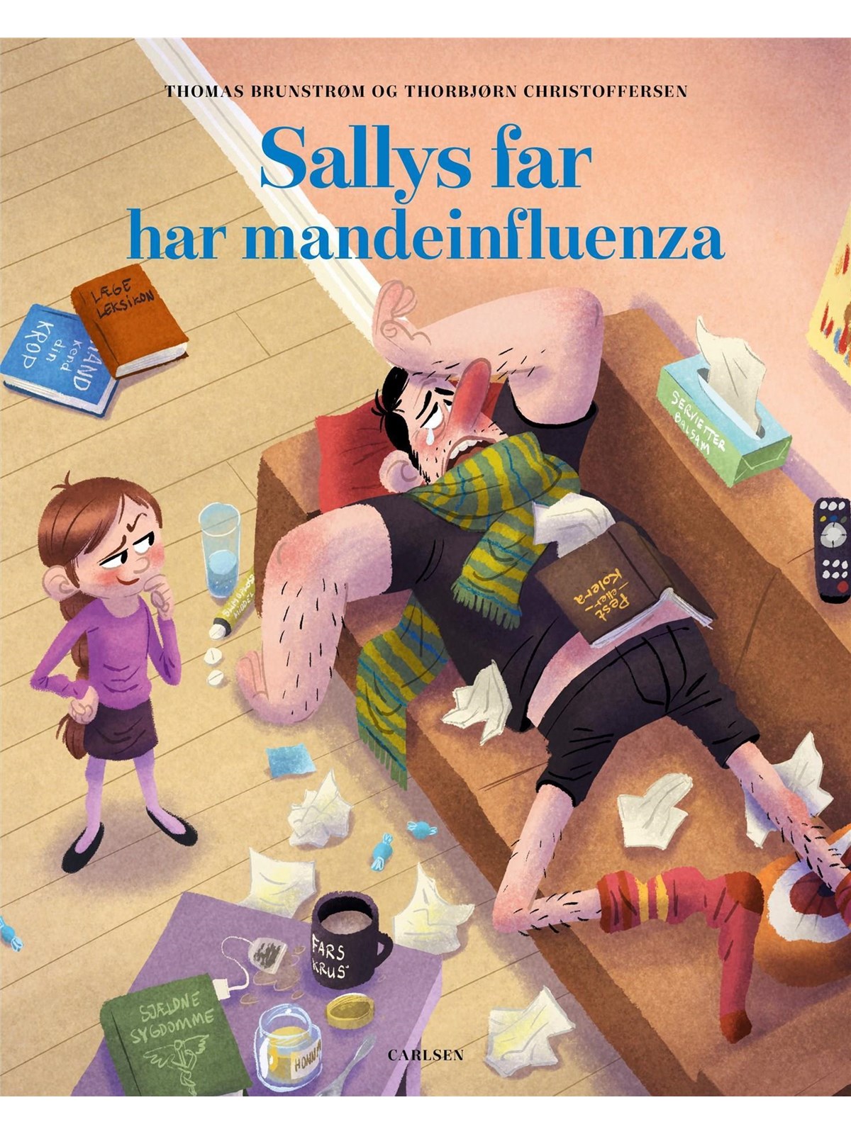 Sallys far har mandeinfluenza - Børnebog - Hardcover, Børnebog