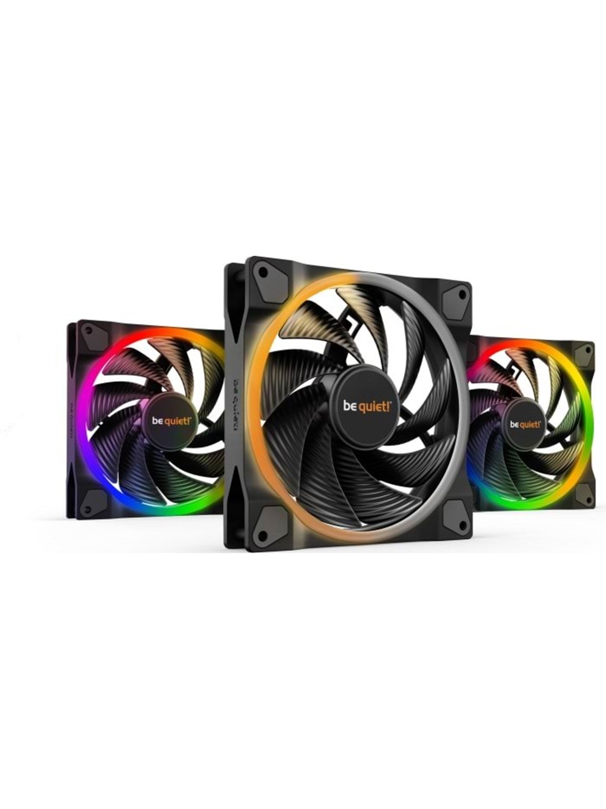 be quiet! LIGHT WINGS 140mm PWM high-speed Triple-Pack - Kabinet køler - 140mm - Sort med RGB LED lys - 31 dBA