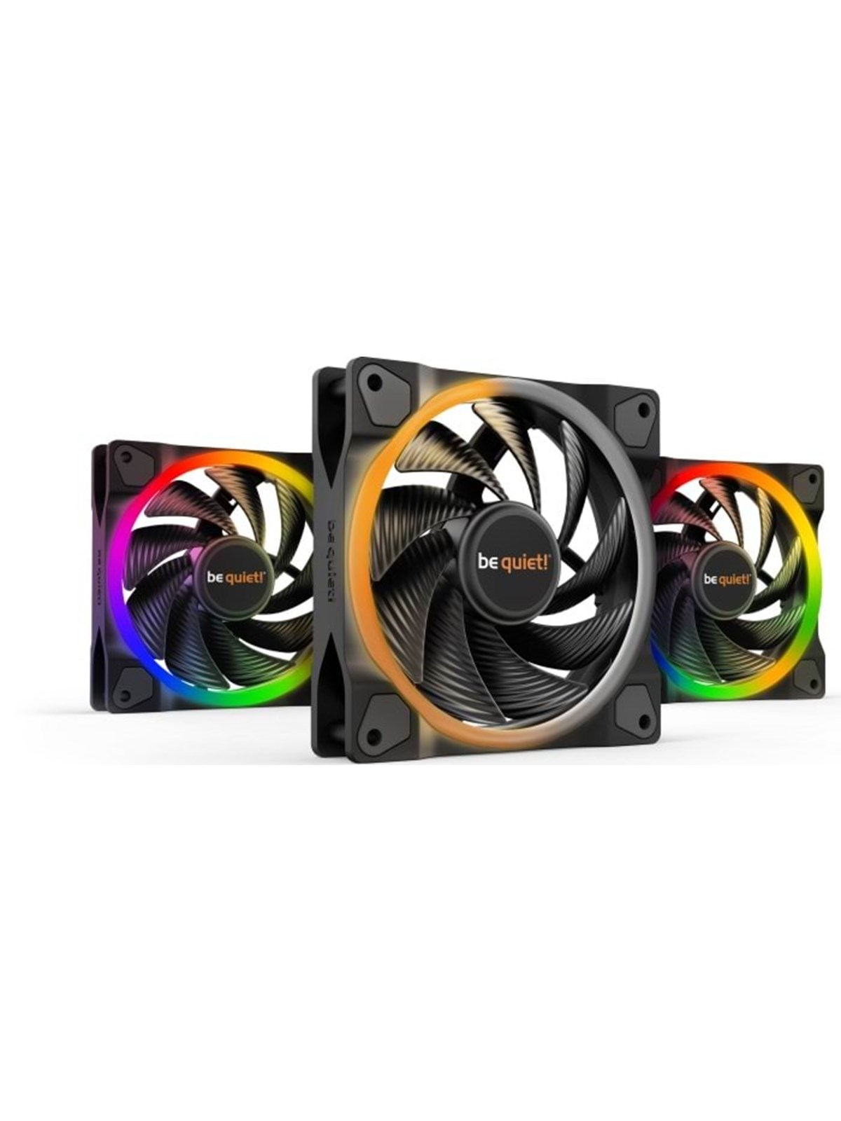 be quiet! LIGHT WINGS 120mm PWM high-speed Triple-Pack - Kabinet køler - 120mm - Sort med RGB LED lys - 31 dBA