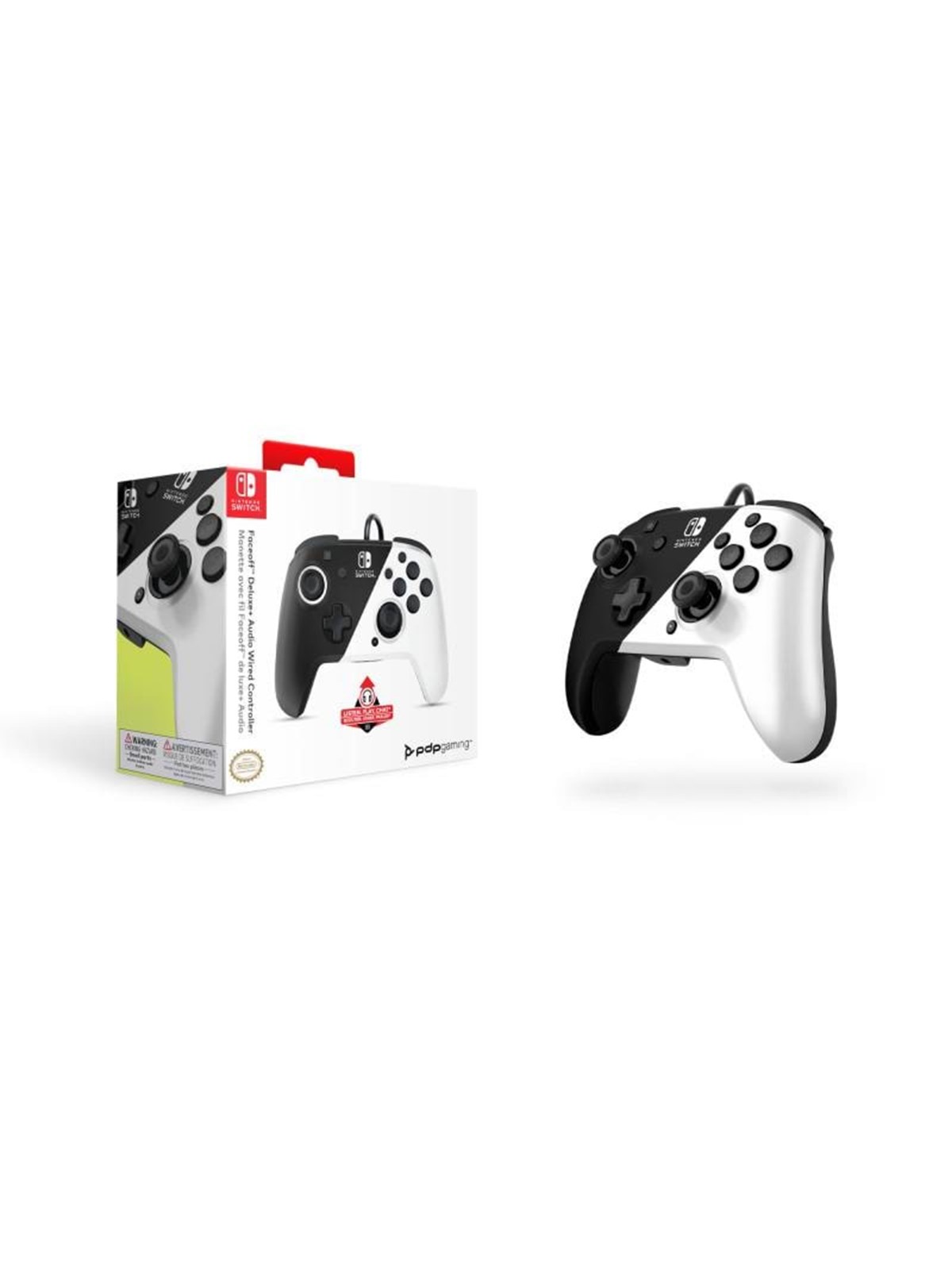 PDP Faceoff Deluxe+ Audio Wired Controller - Black/White - Wired Controller - Nintendo Switch