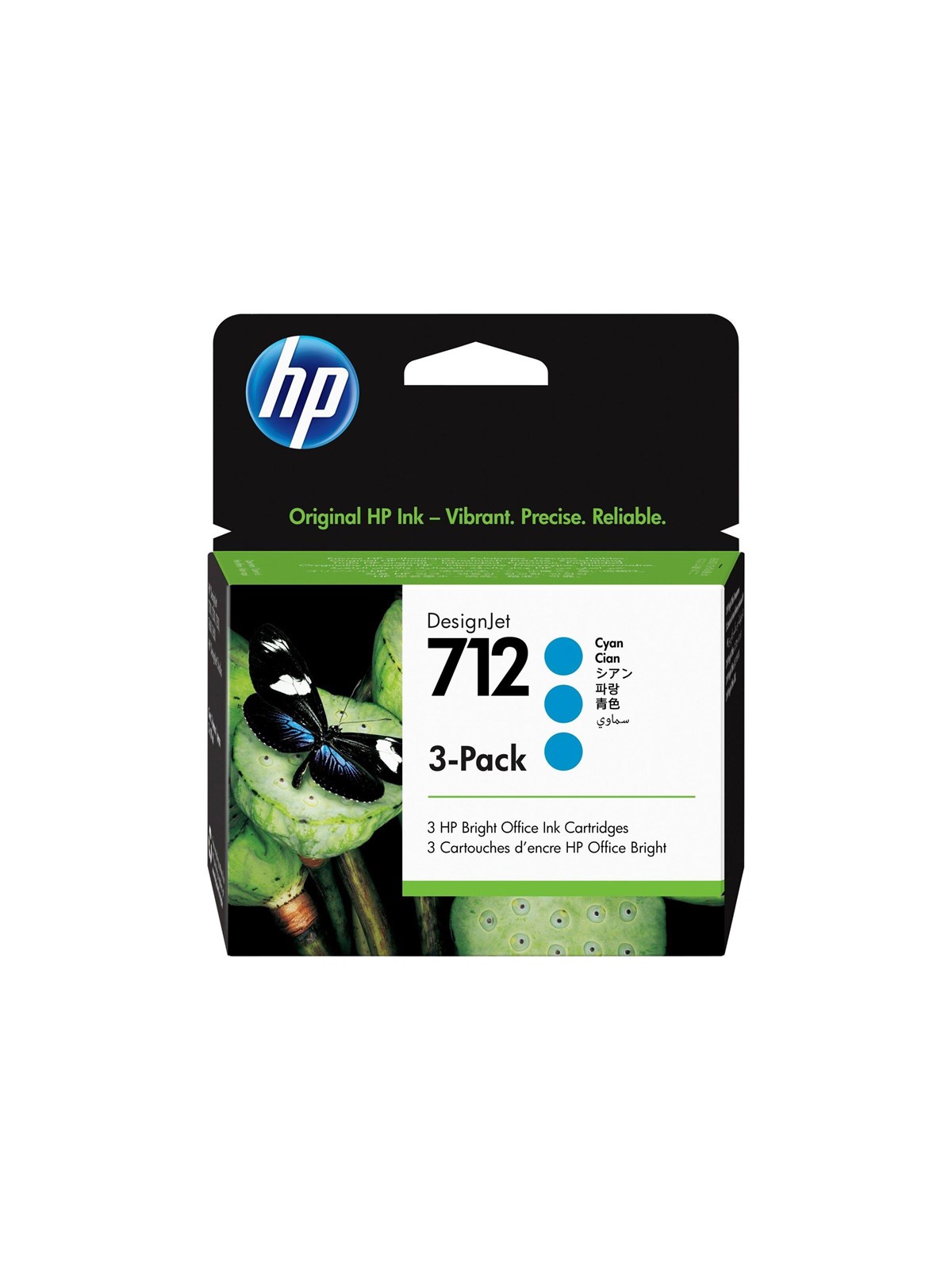 HP 712 / 3ED77A 3-Pack Cyan Ink, Printerpatron Og Toner
