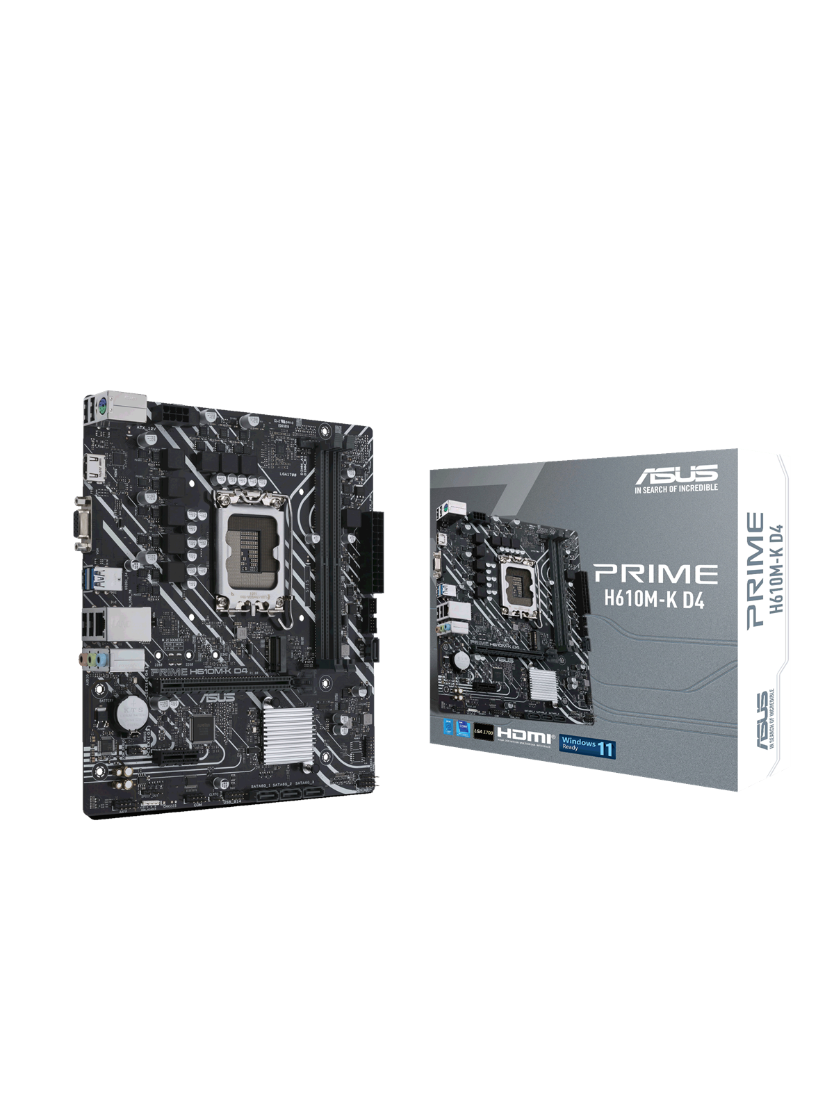 ASUS PRIME H610M-K D4 Bundkort - Intel H610 - Intel LGA1700 socket - DDR4 RAM - Micro-ATX